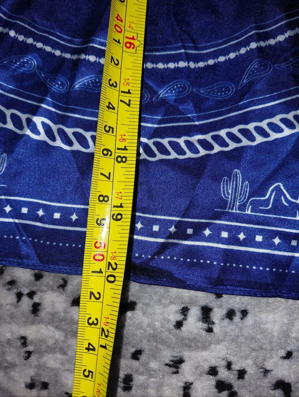 100% Silk Western Bucking Bull Bandana Scarf | Blue & White Wild Rag CC